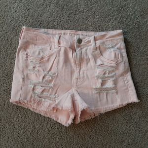 AE Pink Distressed Shorts